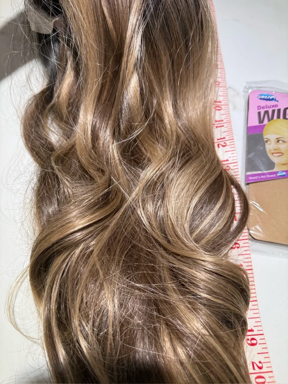 HAIR, 30” Long Layers, Center Part Ombre Variegated Highlighted Brown Shades